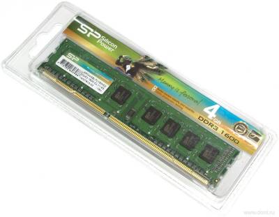 Память Silicon Power DDR3 4Gb 1600MHz CL11 SP004GBLTU160N02