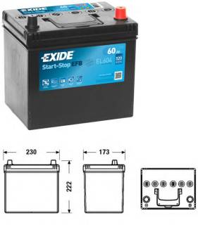 Аккумулятор Exide Start-Stop EFB 60Ah-12v EL604