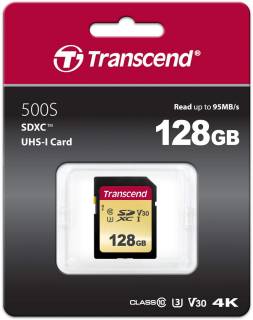 Карта памяти Transcend 500S SDXC 128GB U3 V30 TS128GSDC500S