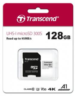 Карта памяти Transcend 300S microSDXC 128GB UHS-I U3 + adapter TS128GUSD300S-A