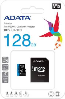 Флеш-карта A-Data Premier microSDXC 128GB class 10 UHS-I A1 + Adapter AUSDX128GUICL10A1-RA1