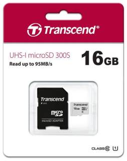 Флеш-карта Transcend 300S microSDHC 16GB UHS-I U1 + adapter TS16GUSD300S-A