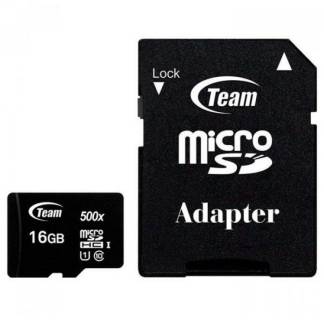 Флеш-карта Team 500X MicroSDHC 16GB UHS-I Class 10 + adapter TUSDH16GCL10U03