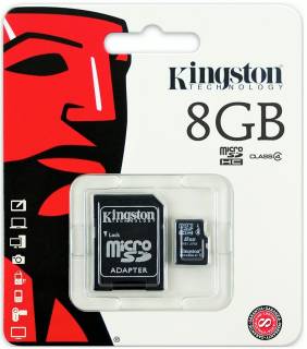 Флеш-карта Kingston microSDHC 8GB Class 4 + adapter SDC4/8GB