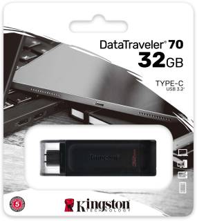 Флеш-память USB Kingston DataTraveler 70 64GB Black Type-C USB 3.2 DT70/64GB