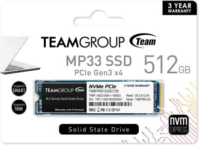 Накопитель Team MP33 512GB M.2 2280 NVMe 1.3 PCIe 3.0 x4 TLC TM8FP6512G0C101