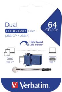Флешка Verbatim Dual 64GB Blue USB 3.2 Type-C 49967