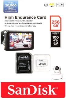 Карта памяти SanDisk High Endurance microSDXC 256GB + adapter SDSQQNR-256G-GN6IA