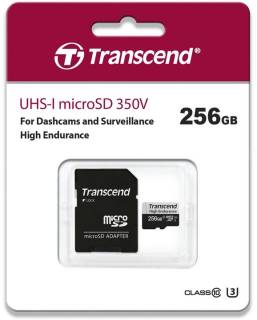 Флеш-карта Transcend 350V microSDXC 256GB C10 UHS-I U1 + adapter TS256GUSD350V