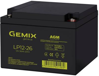 Аккумуляторная батарея Gemix 12V 26Ah AGM LP12-26