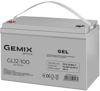 Аккумуляторная батарея Gemix 12V 100Ah GEL Series AGM (GL12-100) Gray