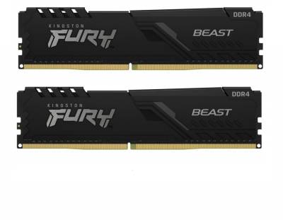 Память Kingston Fury Beast Black DDR4 32GB (2x16GB) 3200MHz CL16 Kit KF432C16BBK2/32