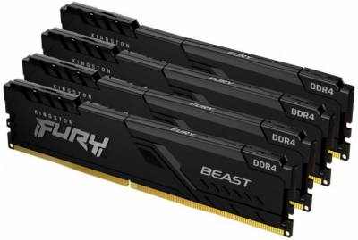 Память Kingston Fury Beast Black DDR4 128GB (4x32GB) 3600Mhz CL18 Kit KF436C18BBK4/128