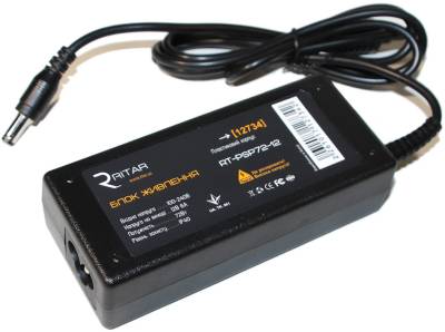 Адаптер Ritar RT-PSP72-12, 12V, 72W, 6A, импульсный (штекер 5.5/2.5) (12734)