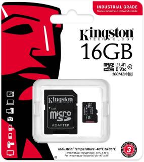 Флеш-карта Kingston Industrial microSDHC 16GB + SD Adapter SDCIT2/16GB