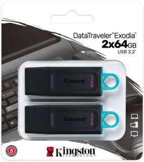 Флешка Kingston DataTraveler Exodia 2-Pack 64GB Black/Blue USB 3.2 DTX/64GB-2P