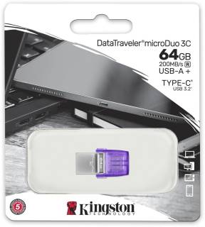 Флешка Kingston DataTraveler microDuo 3C 64GB Violet USB 3.2 Type-C DTDUO3CG3/64GB