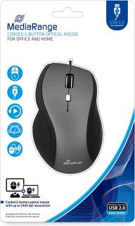 Мышка MediaRange Optical 5-Button wired mouse Black/Gray MROS202