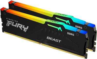 Память Kingston Fury Beast RGB DDR5 32GB (2x16GB) 5600MHz CL40 Kit KF556C40BBAK2-32