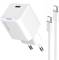 Миниатюра ColorWay GaN Mini 25W PD Port PPS USB-C white cable Type-C CW-CHS052PDC-WT, фото 2