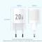 Миниатюра Vention 1xUSB-C PD20W GaN + cable USB-C to USB-C white TZ-FEPW0-EU-01, фото 2