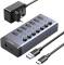 Миниатюра Ugreen USB 3.0 to 7xUSB 3.0 with power supply CM481 gray 90307, фото 2