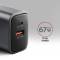 Миниатюра AXAGON 1xUSB-C PD67W + 1xUSB QC4+ PPS gray ACU-PQ67, фото 3