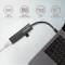 Миниатюра AXAGON USB-C to 3xUSB-A + RJ45 0.2m metal black HMC-GL3A, фото 5