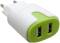 Миниатюра Patron 2xUSB 2.0 2A/1A white/green PN-2USB-220V-G, фото 1