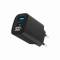 Миниатюра Gembird 1xUSB-A (QC3.0 18W) + 1 Type-C (PD20W) LCD black TA-UC-PDQC30LCD-BK-01, фото 2