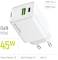 Миниатюра ColorWay C101E GaN Mini 45W PD PPS USB-C + USB-A QC4.0 whit CW-CHS060PD-WT, фото 7