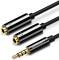 Миниатюра Ugreen 3.5mm M to 2x3.5mm F 0.2m AV141 black 30619, фото 1