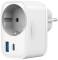 Миниатюра Gembird 1xUSB-C PD20W + 1xUSB QC3.0 + Schuko white TA-ACPDQC20-01-W, фото 1
