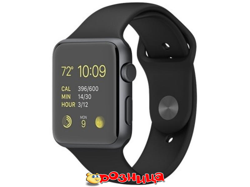 Apple iWatch 42mm Space Gray Aluminum Case with Black Sport Band MJ3T2